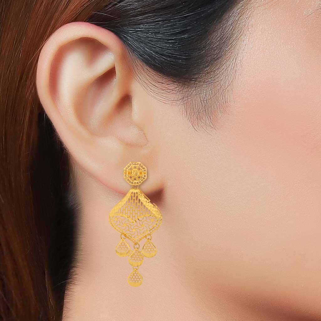 New Design Gold Earrings For Ladies ER000145 |